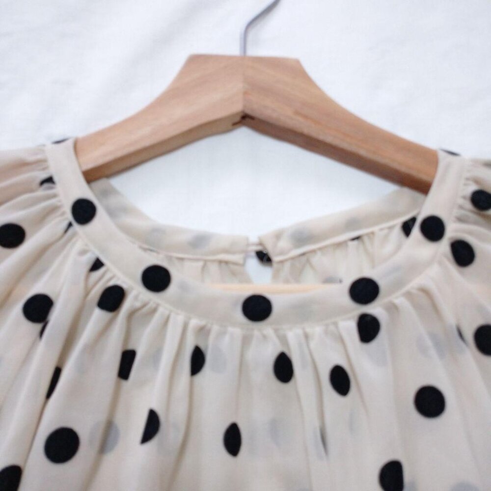 Grable Flocked Dot Pattern Sheer Blouse - image 3